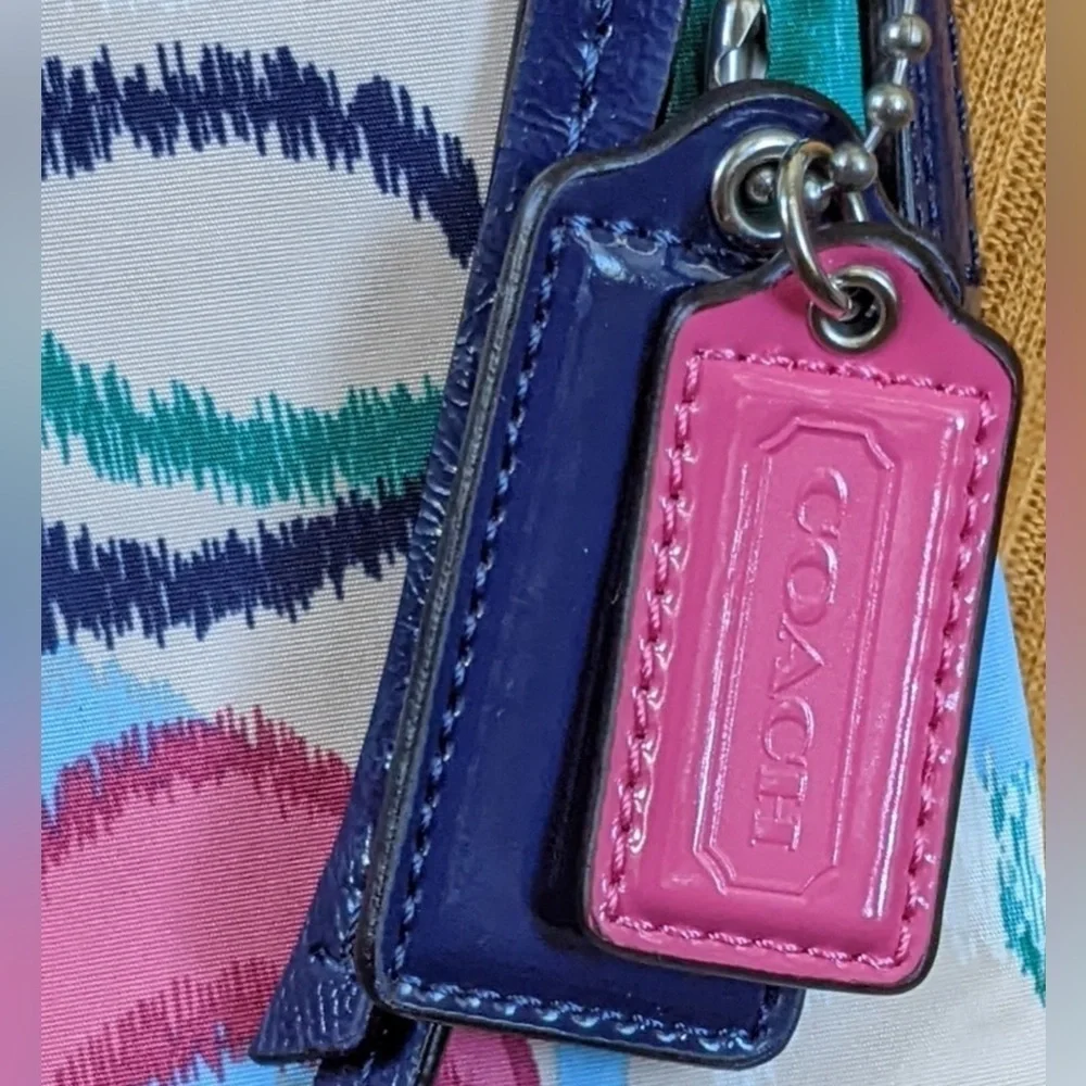 Coach Ikat Scribble Signature Multicolor Crossbody Purse Patent Leather